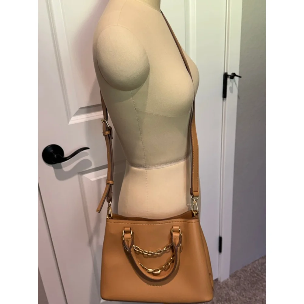 Women's Nanette Lepore Tan Satchel One Size with Gold Chain Detail